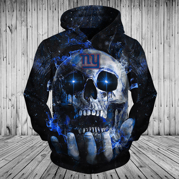 New York Giants Hoodies Mens 3D Skull Place On Hand
