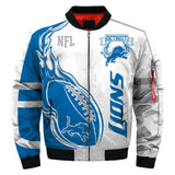 Newest Design 2019 NFL Bomber Jacket Custom Men's Detroit Lions Jacket Cheap