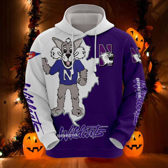 Northwestern Wildcats Hoodies Mascot Printed