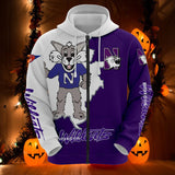 Northwestern Wildcats Hoodies Mascot Printed