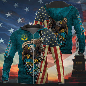 20% OFF One Nation Under God Jacksonville Jaguars Hoodie Full Zip Hoodies