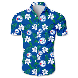 Philadelphia 76ers Hawaiian Shirt Small Flowers