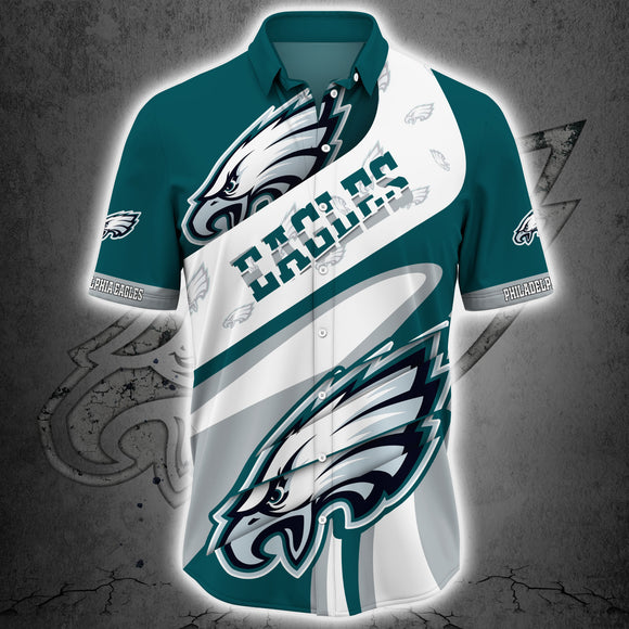 Philadelphia Eagles Button Up Shirt Short Sleeve Big Logo