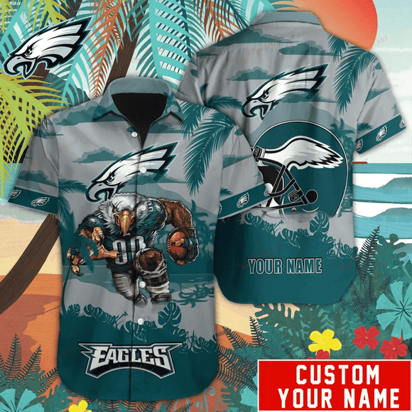 15% OFF Philadelphia Eagles Hawaiian Shirt Mascot Customize Your Name