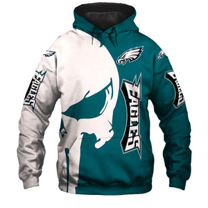 Philadelphia Eagles Hoodies Skull Printed