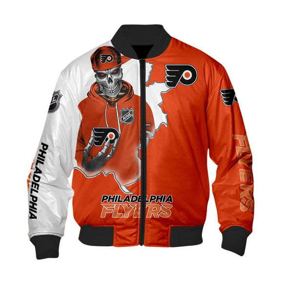 18% SALE OFF Men’s Philadelphia Flyers Varsity Jacket Skull