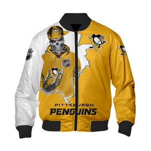18% SALE OFF Men’s Pittsburgh Penguins Varsity Jacket Skull