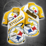 Pittsburgh Steelers Button Up Shirt Short Sleeve Big Logo