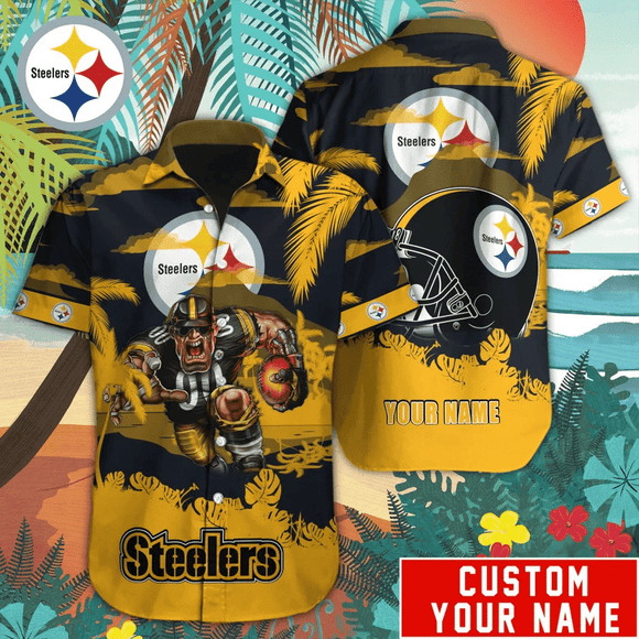 15% OFF Pittsburgh Steelers Hawaiian Shirt Mascot Customize Your Name