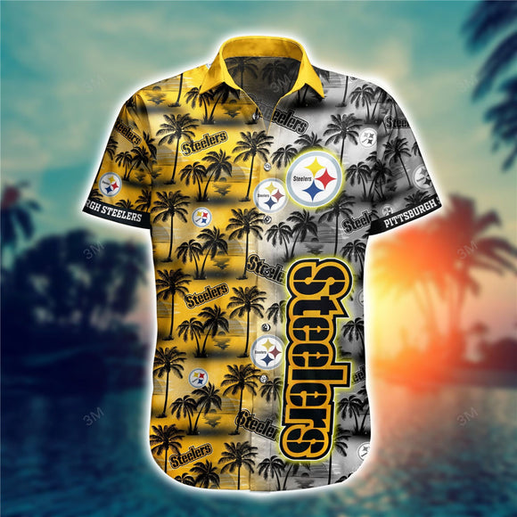 Pittsburgh Steelers Hawaiian Shirt Palm Trees Pattern