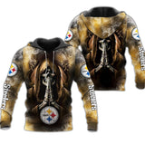 Pittsburgh Steelers Skull Hoodie Blackground Smoke