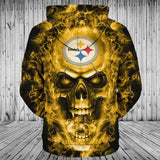 Pittsburgh Steelers Skull Hoodie Smoke, Zip Hoodies