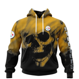 15% OFF Best Pittsburgh Steelers Skull Hoodies Custom Name & Number