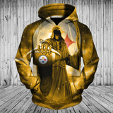 Pittsburgh Steelers Hoodies Men's 3D Death Skull Hoodies