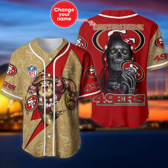 San Francisco 49ers Baseball Jersey Shirt Skull Custom Name