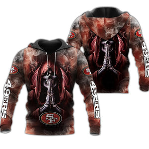 San Francisco 49ers Hoodies Background Skull Smoke