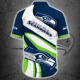 Seattle Seahawks Button Up Shirt Short Sleeve Big Logo