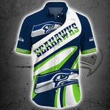 Seattle Seahawks Button Up Shirt Short Sleeve Big Logo
