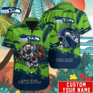 15% OFF Seattle Seahawks Hawaiian Shirt Mascot Customize Your Name