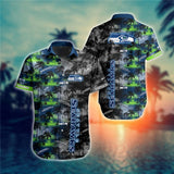 Seattle Seahawks Hawaiian Shirt Palm Trees Pattern