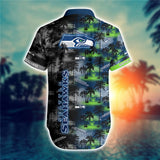 Seattle Seahawks Hawaiian Shirt Palm Trees Pattern