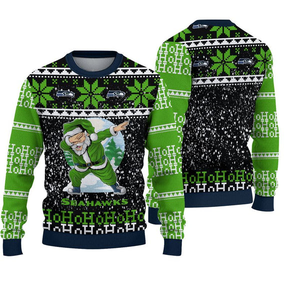 Seattle Seahawks Sweatshirt Santa Claus Ho Ho Ho