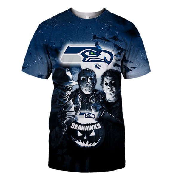 Seattle Seahawks T shirt 3D Halloween Horror Night T shirt