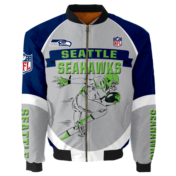 Seattle Seahawks Bomber Jacket Graphic Player Running