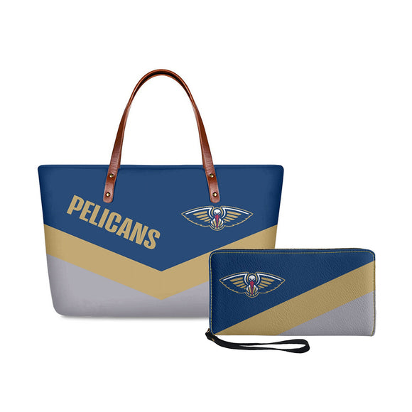 Set 2pcs New Orleans Pelicans Handbags And Purse