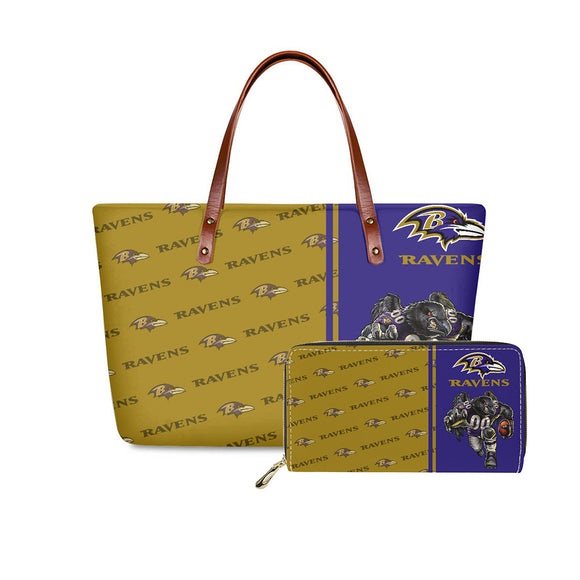 Set Baltimore Ravens Handbags And Purse Mascot Graphic