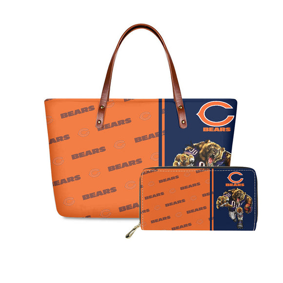 Set Chicago Bears Handbags And Purse Mascot Graphic