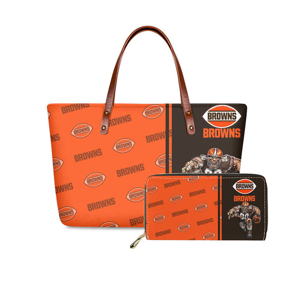 Set Cleveland Browns Handbags And Purse Mascot Graphic