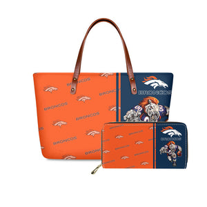 Set Denver Broncos Handbags And Purse Mascot Graphic