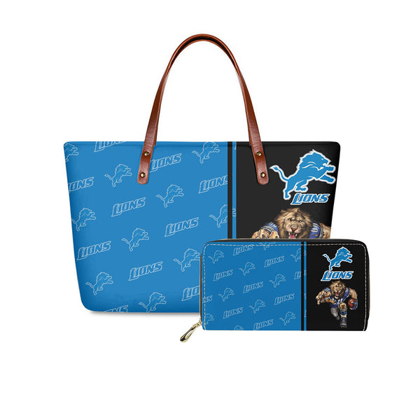 Set Detroit Lions Handbags And Purse Mascot Graphic