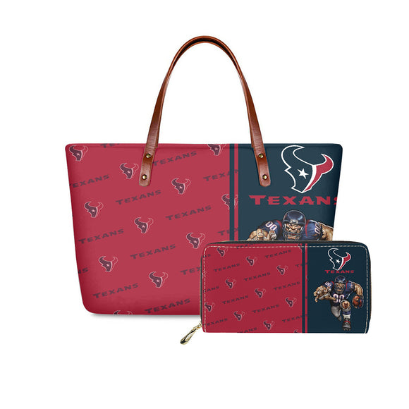 Set Houston Texans Handbags And Purse Mascot Graphic