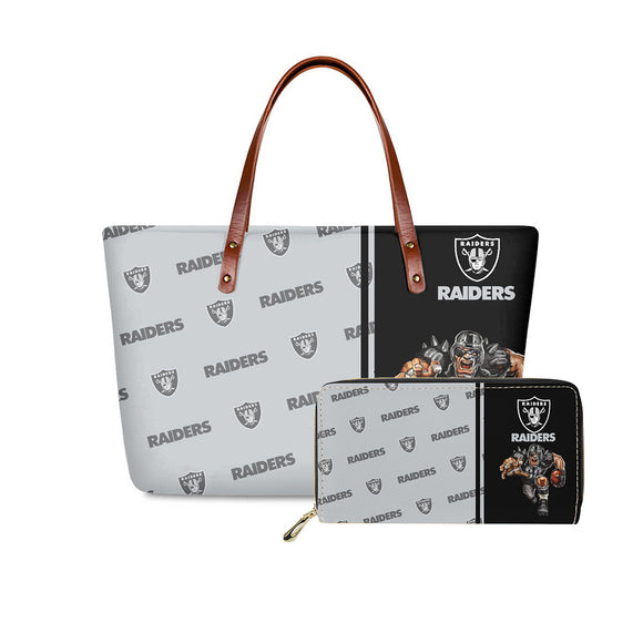 Set Las Vegas Raiders Handbags And Purse Mascot Graphic