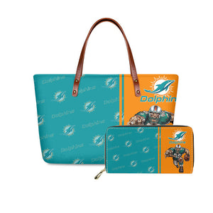 Set Miami Dolphins Handbags And Purse Mascot Graphic