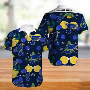 St Louis Blues Hawaiian Shirt Lemon Button Up