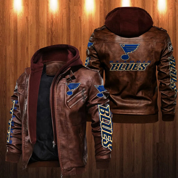 St Louis Blues Leather Jacket With Hood
