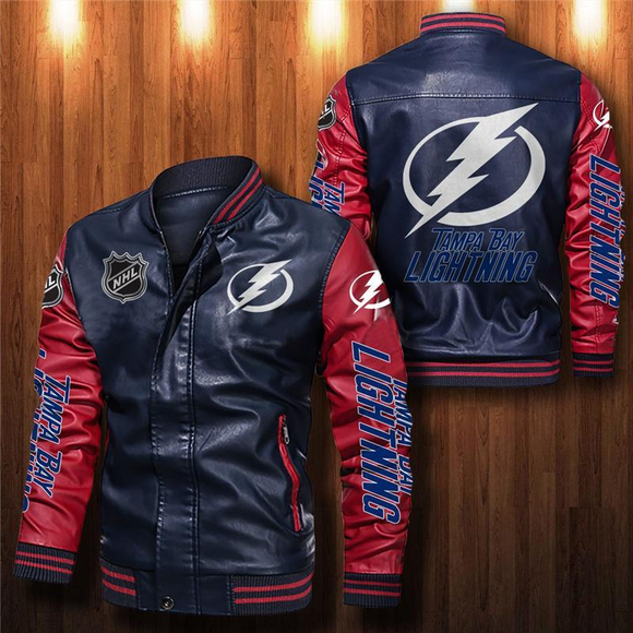 Tampa Bay Lightning Blue and White Varsity Jacket - NHL Varsity Jacket M