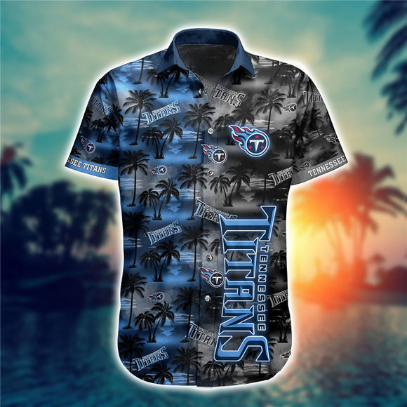 Tennessee Titans Hawaiian Shirt Palm Trees Pattern