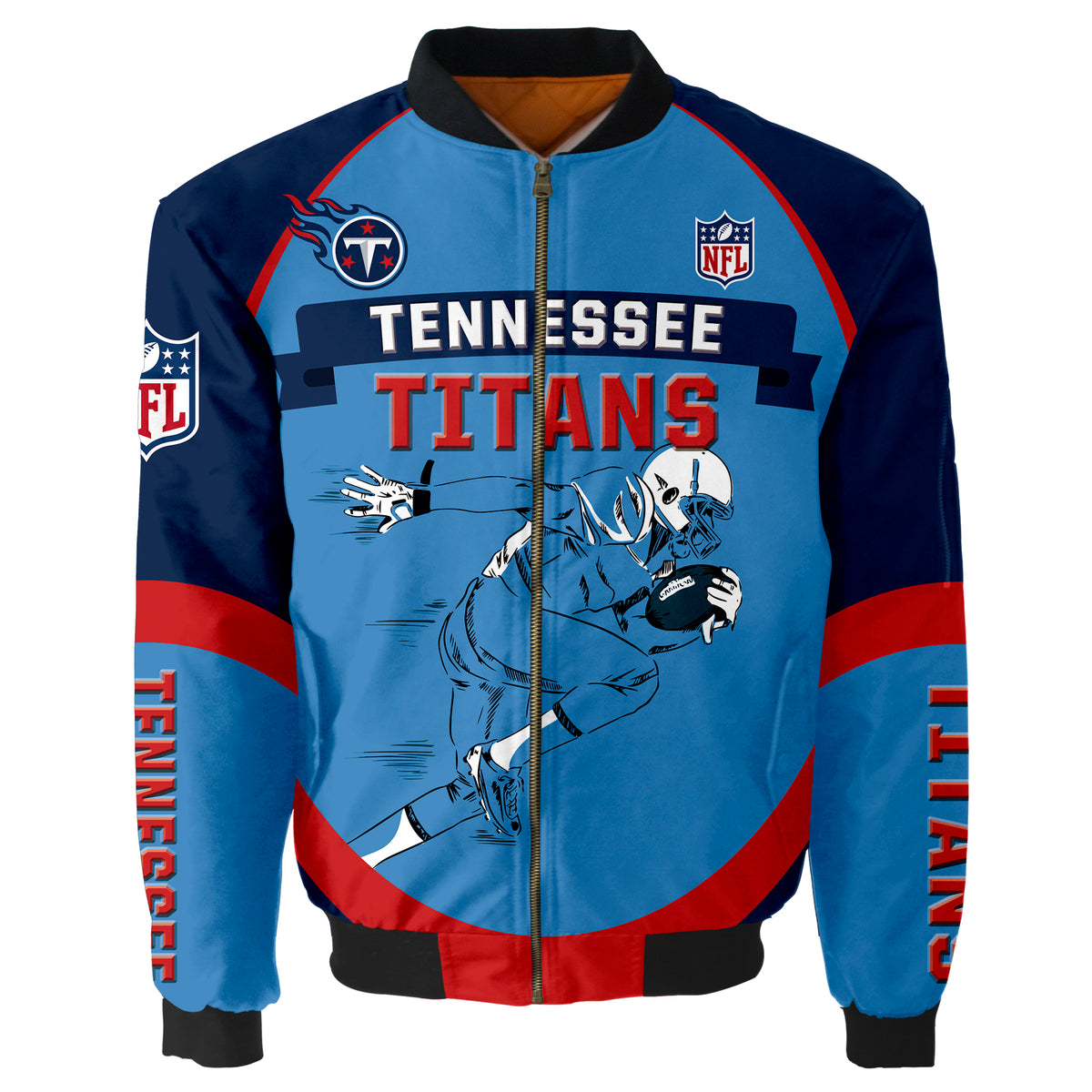 18% SALE OFF Tennessee Titans Bomber Jacket Graphic Player Running