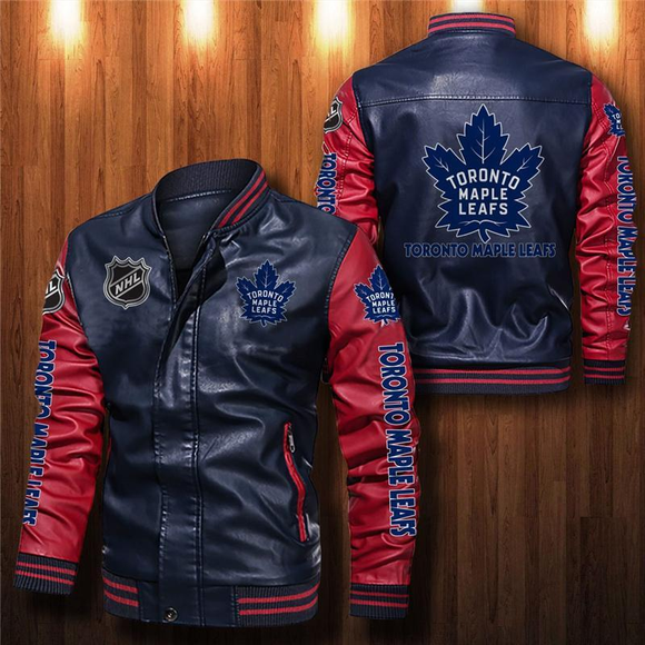 Toronto Maple Leafs Leather Bomber Jacket Best Gift For Men And Women Fans