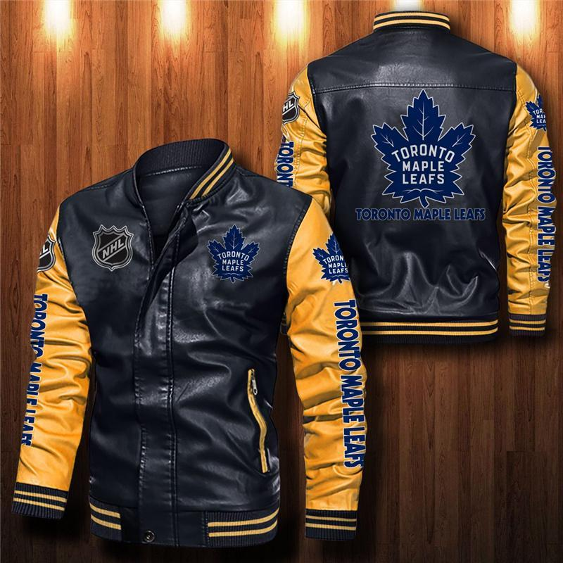 Toronto Maple Leafs Leather Bomber Jacket Best Gift For Men And Women Fans