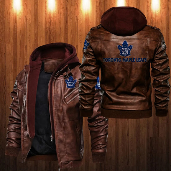 Toronto Maple Leafs Leather Jacket With Hood
