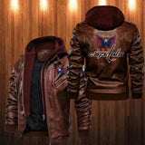 Washington Capitals Leather Jacket With Hood