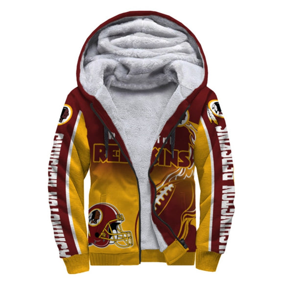 Washington Redskins Fleece Jacket Printed Ball Flame 3D