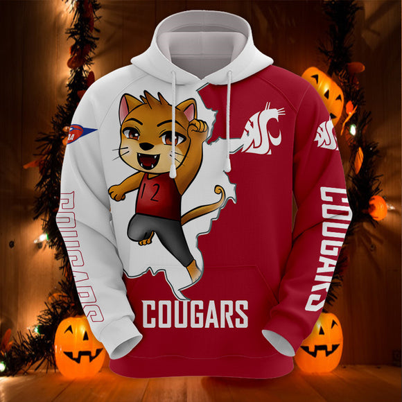 Washington State Cougars Hoodies Mascost Printed