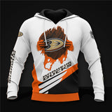 20% OFF White Anaheim Ducks Zipper Hoodies, Pullover Print 3D