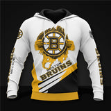 20% OFF White Boston Bruins Zipper Hoodies, Pullover Print 3D